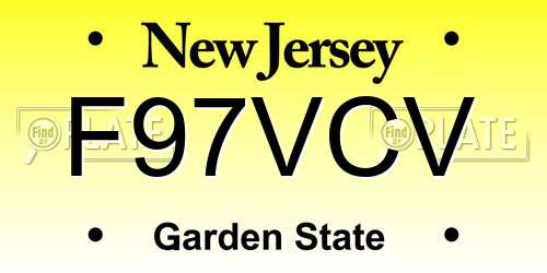 F97VCV New Jersey License Plate