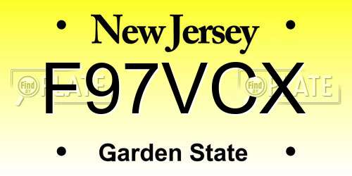 F97VCX New Jersey License Plate