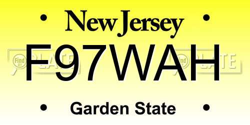 F97WAH New Jersey License Plate