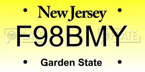 F98BMY New Jersey License Plate