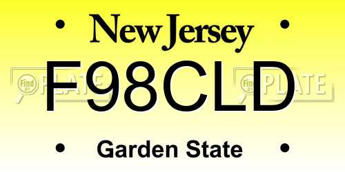F98CLD New Jersey License Plate