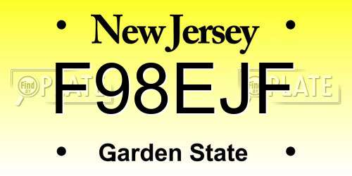 F98EJF New Jersey License Plate