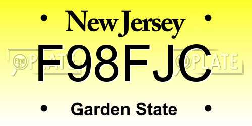 F98FJC New Jersey License Plate