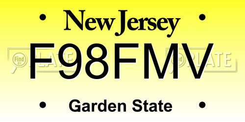 F98FMV New Jersey License Plate