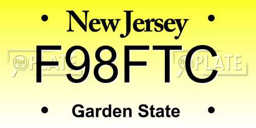 F98FTC New Jersey License Plate
