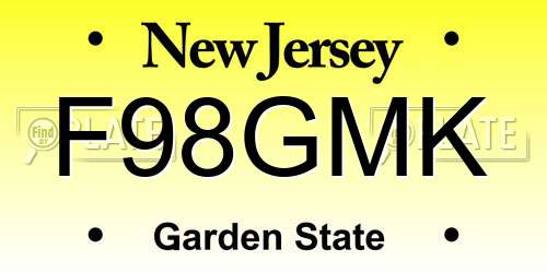 F98GMK New Jersey License Plate