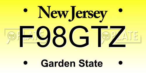 F98GTZ New Jersey License Plate