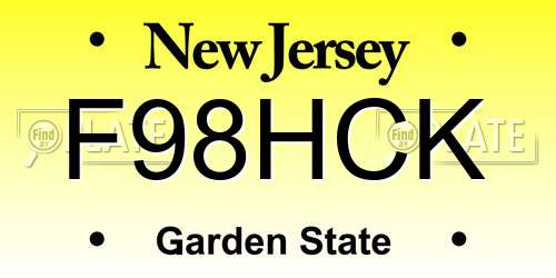 F98HCK New Jersey License Plate