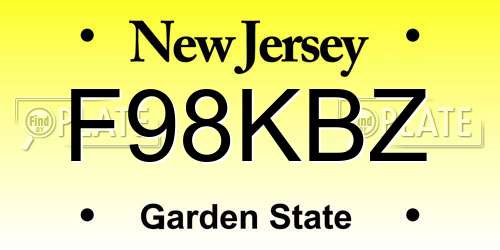 F98KBZ New Jersey License Plate