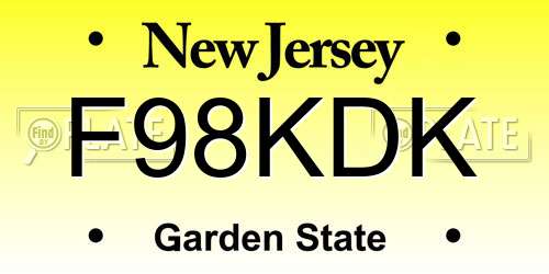 F98KDK New Jersey License Plate