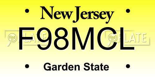 F98MCL New Jersey License Plate