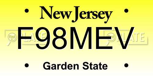 F98MEV New Jersey License Plate