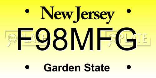 F98MFG New Jersey License Plate