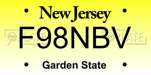 F98NBV New Jersey License Plate
