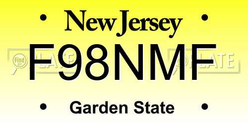 F98NMF New Jersey License Plate