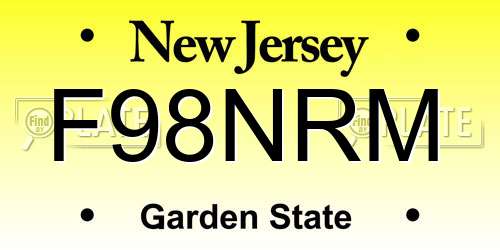 F98NRM New Jersey License Plate