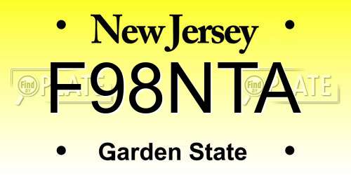 F98NTA New Jersey License Plate