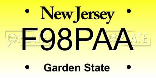 F98PAA New Jersey License Plate