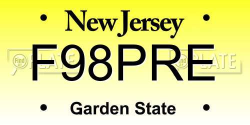 F98PRE New Jersey License Plate
