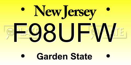 F98UFW New Jersey License Plate