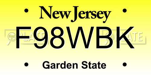 F98WBK New Jersey License Plate