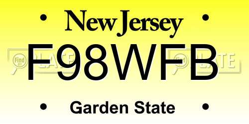 F98WFB New Jersey License Plate