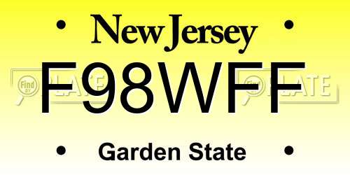 F98WFF New Jersey License Plate