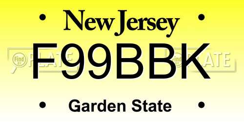 F99BBK New Jersey License Plate