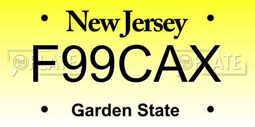 F99CAX New Jersey License Plate