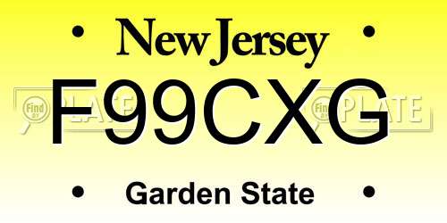 F99CXG New Jersey License Plate