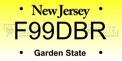 F99DBR New Jersey License Plate