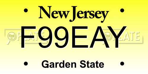 F99EAY New Jersey License Plate
