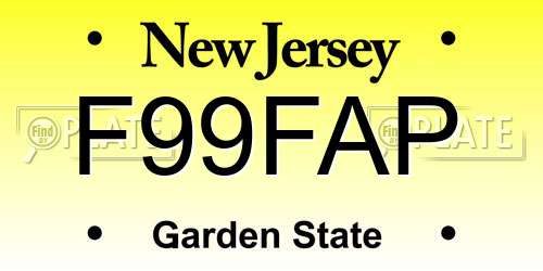F99FAP New Jersey License Plate