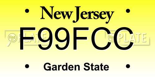F99FCC New Jersey License Plate