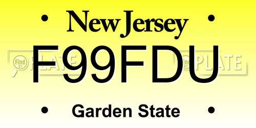 F99FDU New Jersey License Plate