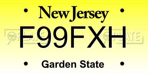 F99FXH New Jersey License Plate