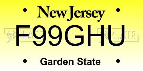 F99GHU New Jersey License Plate