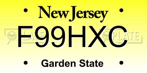 F99HXC New Jersey License Plate