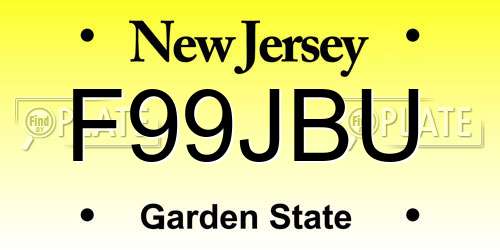 F99JBU New Jersey License Plate