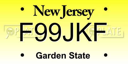 F99JKF New Jersey License Plate