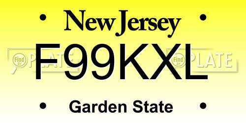 F99KXL New Jersey License Plate