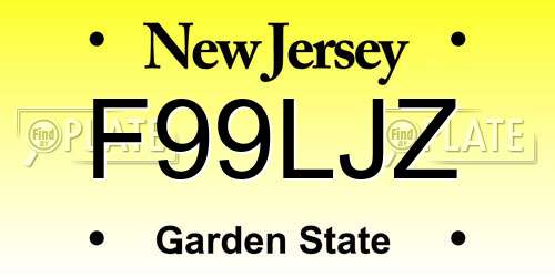 F99LJZ New Jersey License Plate