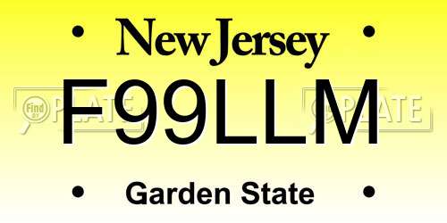 F99LLM New Jersey License Plate