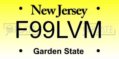 F99LVM New Jersey License Plate