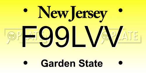 F99LVV New Jersey License Plate