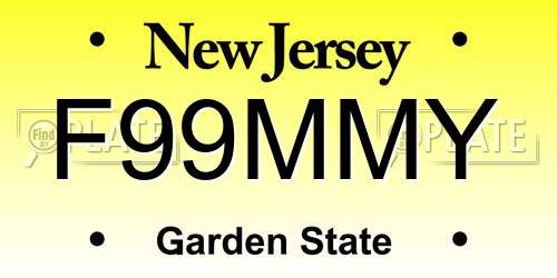 F99MMY New Jersey License Plate
