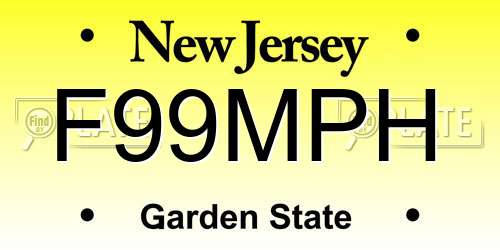 F99MPH New Jersey License Plate