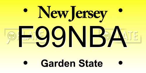 F99NBA New Jersey License Plate
