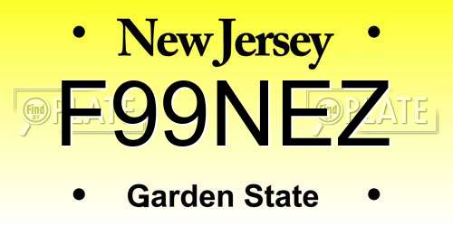 F99NEZ New Jersey License Plate