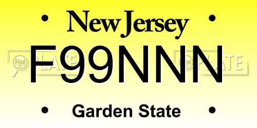 F99NNN New Jersey License Plate